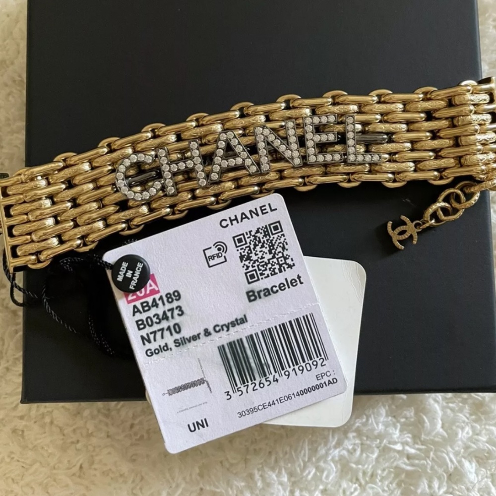 Chanel Gold Silver Crystal Bracelet 2020